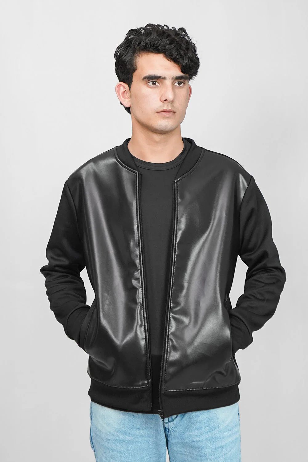 Men's Black Faux Leather Jacket – Stylish and Versatile Outerwear